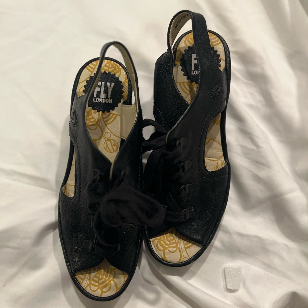 Fly London Women's Black Lace-Up Sandals